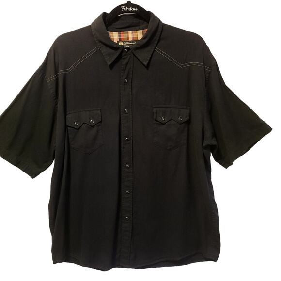 Duke Kahanamoku Men's Black Shirt Size L Snap Blk Buttons Bamboo Blend Surfer - Picture 1 of 7